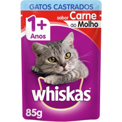 Sachê Whiskas para Gatos Castrados Sabor Carne - 85g