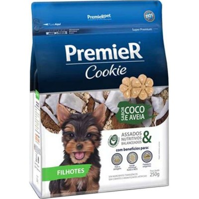 Biscoito Premier Cookie Coco e Aveia Cães Filhotes Raças Pequenas - 250g