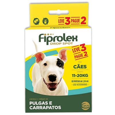 Combo Antipulgas e Carrapatos Fiprolex para Cães de 11 a 20kg