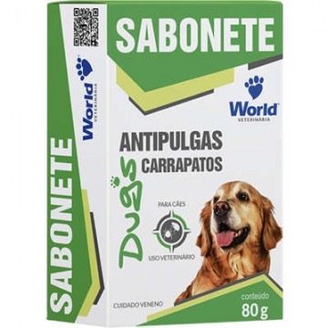 Sabonete World Veterinária Dug's Antipulgas e Carrapatos para Cães - 80 g