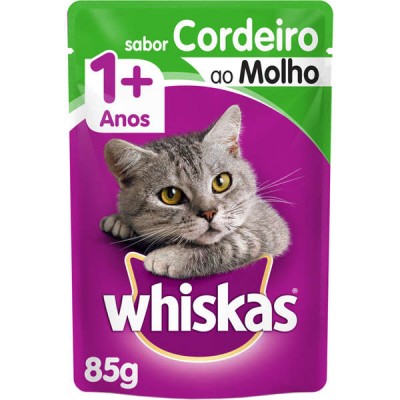 Sachê Whiskas para Gatos Adultos Sabor Cordeiro ao Molho - 85g