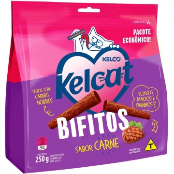 Petisco Kelcat Bifitos para Gatos Adultos e Filhotes Sabor Carne - 250g