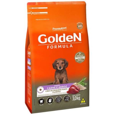 Ração Golden Formula Cães Filhotes Raças Pequenas Sabor Carne e Arroz - 3kg