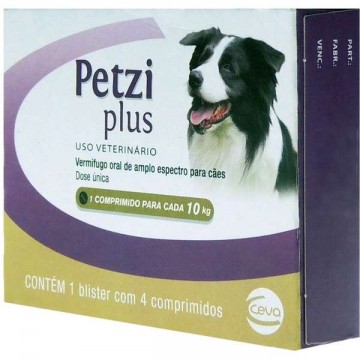 Vermífugo Petzi Plus 700 mg para Cães até 10kg - 1 Comprimido