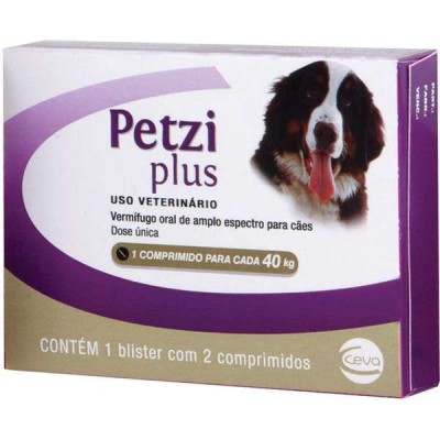 Vermífugo Petzi Plus 2,8 g para Cães até 40kg - 2 Comprimidos