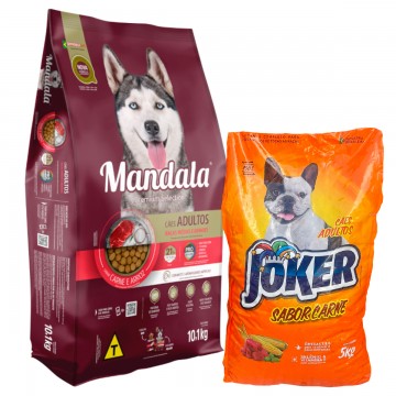 Ração Mandala Premium Cães Adultos - 15kg + Ração Joker - 5kg