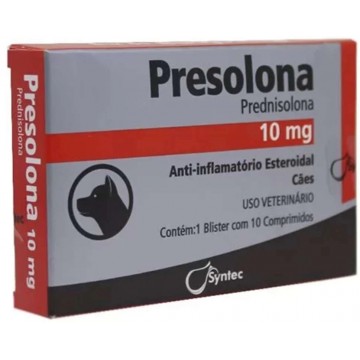 Anti-inflamatório Syntec Presolona Prednisolona 10mg para Cães - 10 Comprimidos 