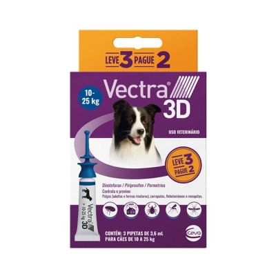Combo Antipulgas e Carrapatos Ceva Vectra 3D para Cães de 10 a 25 Kg - 3 unidades