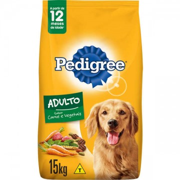 Ração Pedigree Cães Adultos Carne e Vegetais - 15kg + Caminha e Vermífugo de Brinde
