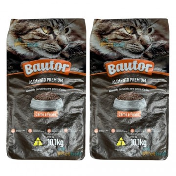 2un Ração Bautor Premium Gatos Adultos Carne e Peixes - 10,1kg cada - Total 20kg