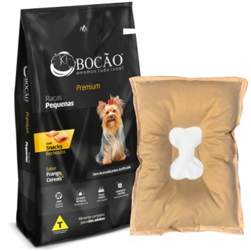 Ração Bocão Premium Cães Adultos Raças Pequenas Frango - 20kg + Caminha de Brinde