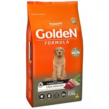 Ração Golden Formula Cães Adultos Sabor Carne e Arroz - 15kg + Bifinho de Brinde