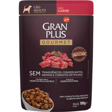 Sachê GranPlus Gourmet Carne para Cães Adultos - 100g