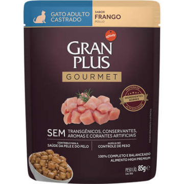 Sachê GranPlus Gourmet para Gatos Castrados Frango - 85g