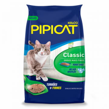 Areia Higiênica Pipicat Classic Grãos Finos para Gatos - 12kg	