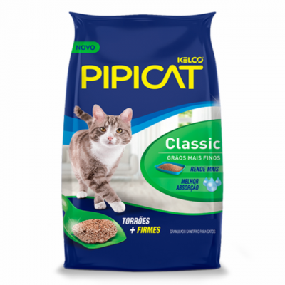 Areia Higiênica Pipicat Classic Grãos Finos para Gatos - 12kg	