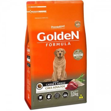 Ração Golden Formula Cães Adultos Sabor Carne e Arroz - 3kg