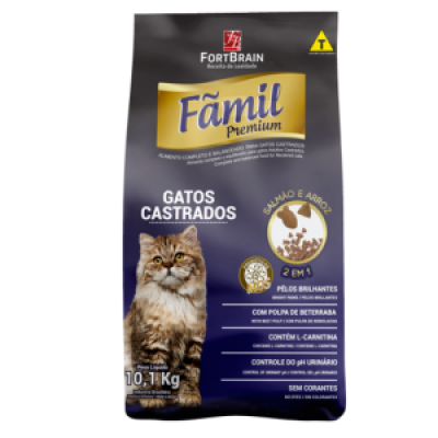 Ração Fãmil Premium Gatos Castrados - 10,1kg + Areia de Brinde