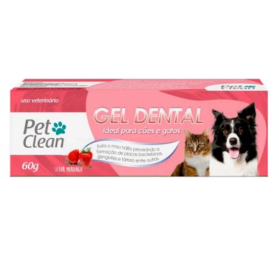 Gel Dental Pet Clean para Cães e Gatos Sabor Morango - 60g