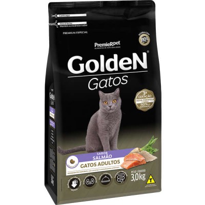 Ração Golden Gatos Adultos Sabor Salmão - 3kg