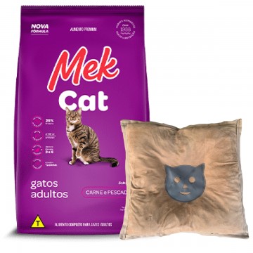 Ração MekCat Gatos Adultos Sabor Carne - 10,1kg + Caminha de Brinde