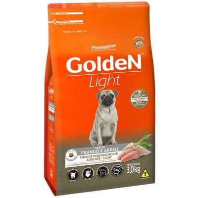 Ração Golden Light Cães Adultos Raças Pequenas Sabor Frango e Arroz - 3kg
