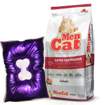 Ração MenCat Super Premium Gatos Castrados Salmão - 10,1kg + Caminha de Brinde