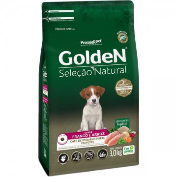 Ração Golden Seleção Natural Cães Filhotes Raças Pequenas Sabor Frango - 3kg
