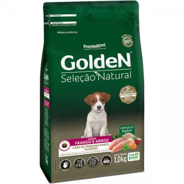 Ração Golden Seleção Natural Cães Filhotes Raças Pequenas Sabor Frango e Arroz - 1kg