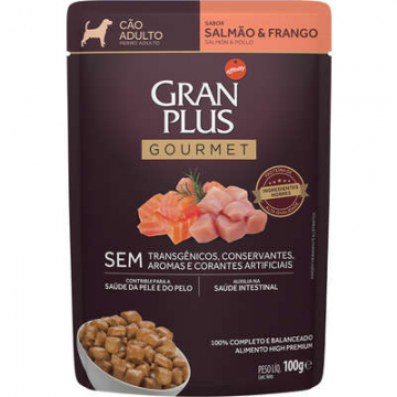 Sachê GranPlus Gourmet para Cães Adulto Sabor Frango & Salmão - 100g