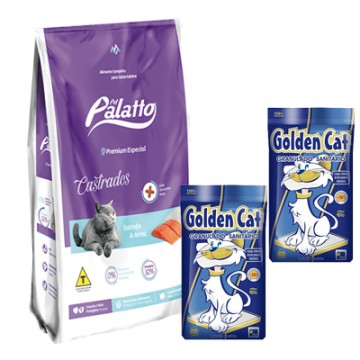 Ração Palatto Premium Especial Gatos Castrados - 10,1kg + 2 Areias de Brinde