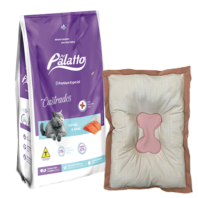 Ração Palatto Premium Especial Gatos Castrados - 10,1kg + Caminha de Brinde