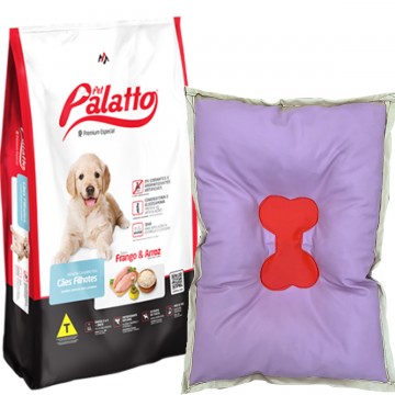 Ração Palatto Premium Especial Cães Filhotes Frango - 15kg + Caminha de Brinde