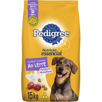 Ração Pedigree Essencial Cães Raças Pequenas Carne ao Leite - 15kg + Balde de Brinde