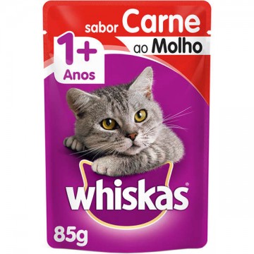 Sachê Whiskas para Gatos Adultos Sabor Carne ao Molho - 85g