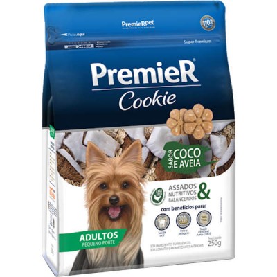 Biscoito Premier Cookie Coco e Aveia para Cães Adultos de Raças Pequenas - 250g