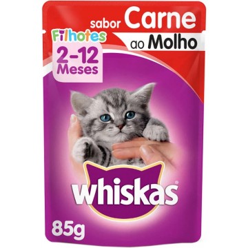 Sachê Whiskas para Gatos Filhotes Sabor Carne ao Molho - 85g