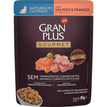 GranPlus Gourmet Sachê Salmão & Frango para Gatos Castrados - 85g
