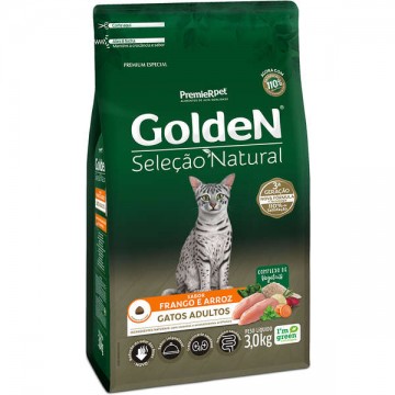 Ração Golden Seleção Natural Gatos Adultos Sabor Frango - 3kg